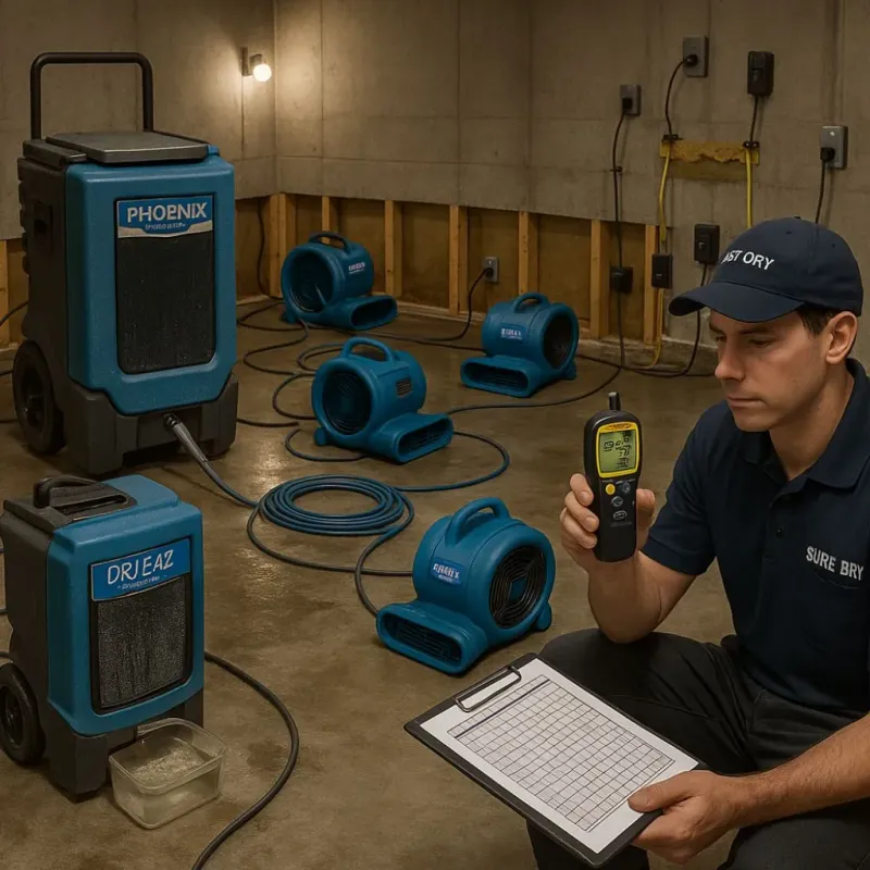 Structural Drying and Dehumidification process in Jackson Parish, LA